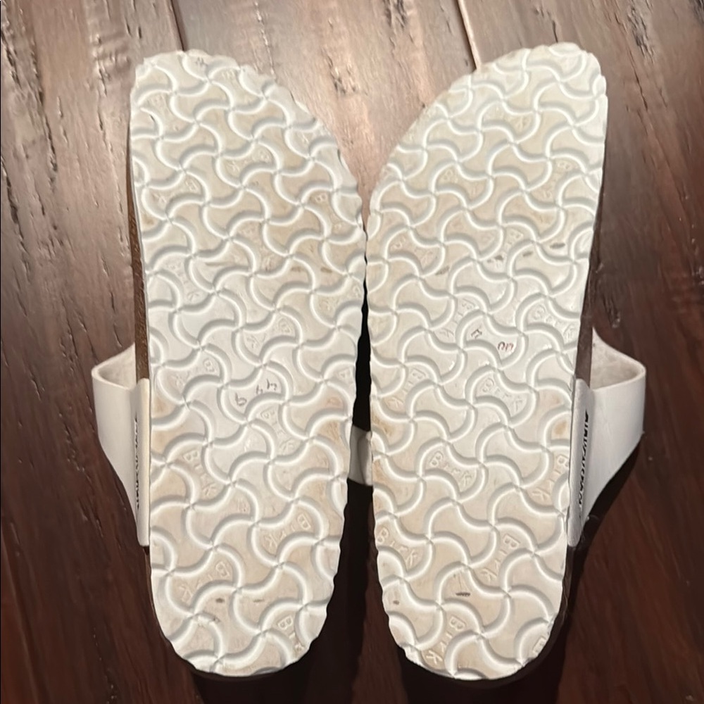 Birkenstock White Sandals Two-Strap Cork Footbed - Picture 6 of 6